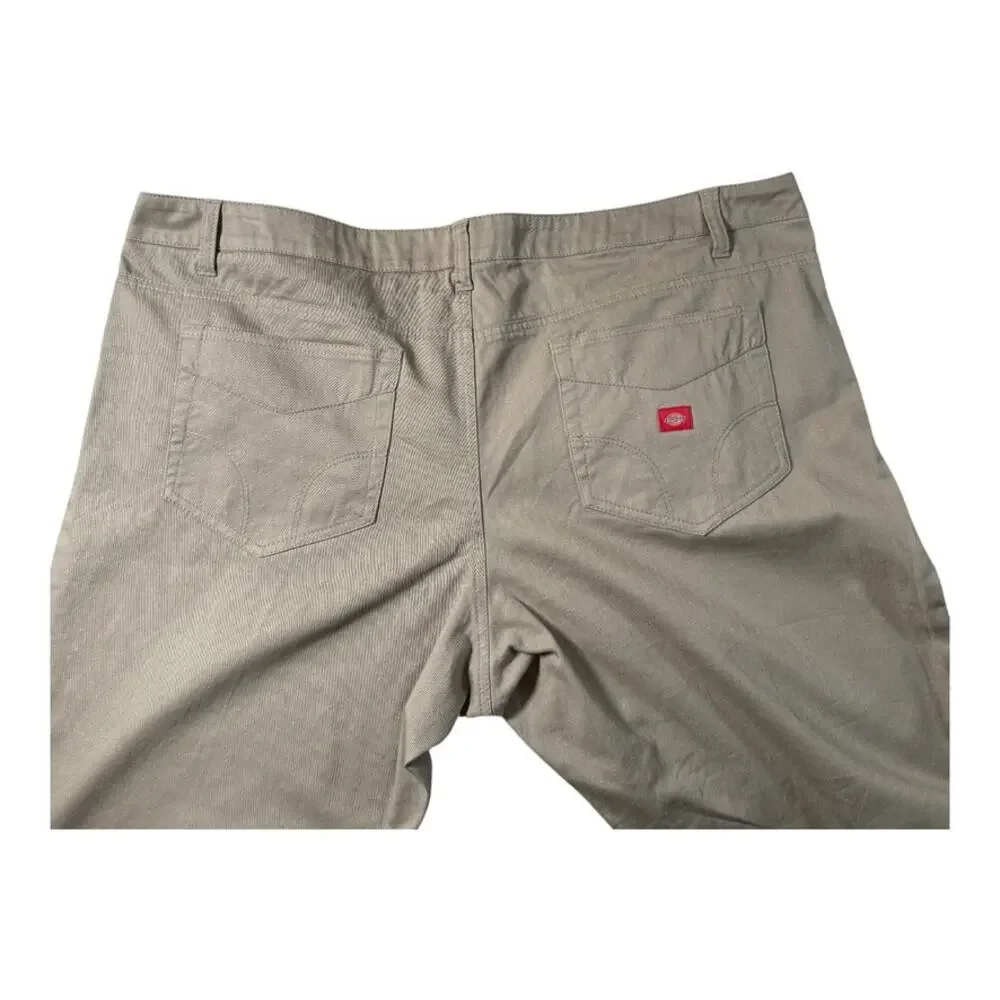 Dickies Girl Vintage Khaki 5 Pocket Skinny Pant Low Rise Straight Fit L20 - Picture 3 of 10